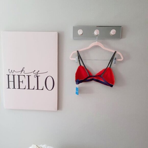 NWT Benedetta blue & red crochet stitching skini bikini top & side tie bottom - Picture 11 of 16